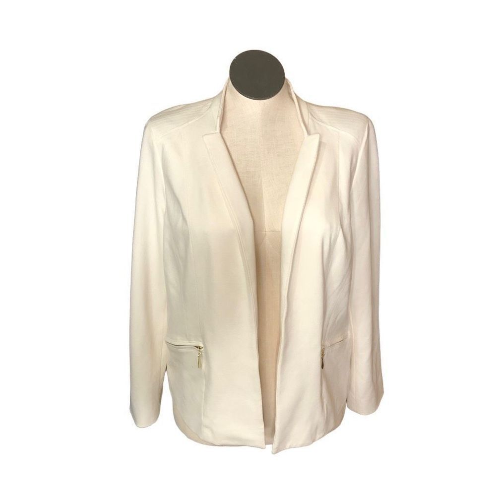 Chico’s Everyday Solid Ponte Jacket Ecru Size 2